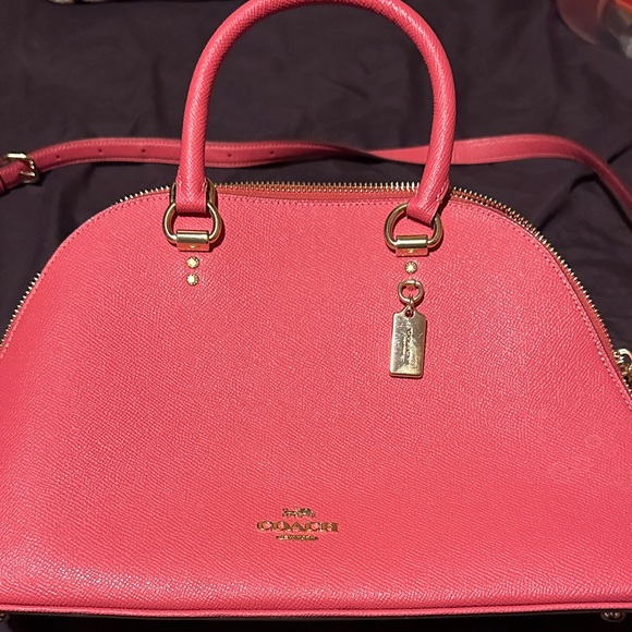 Coach Pink Leather Satchel with Gold Accents - Picture 1 of 4